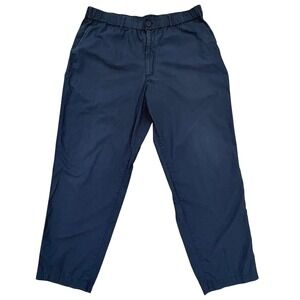 Uniqlo U Cotton Linen Elastic Waist Pants XL Navy Cropped Relaxed Minimalist Men